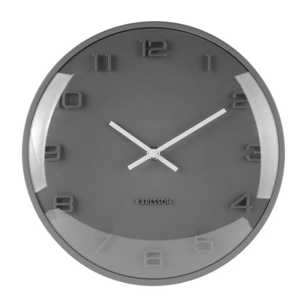 Sivé nástenné hodiny Karlsson Elevated, ⌀ 25 cm