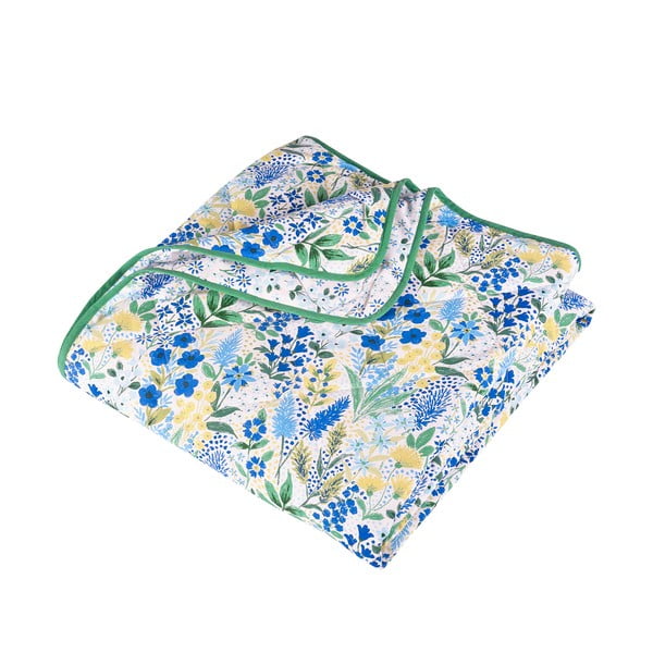 Zeleno-modrý prešívaný pléd 220x230 cm Tilly Floral – Catherine Lansfield