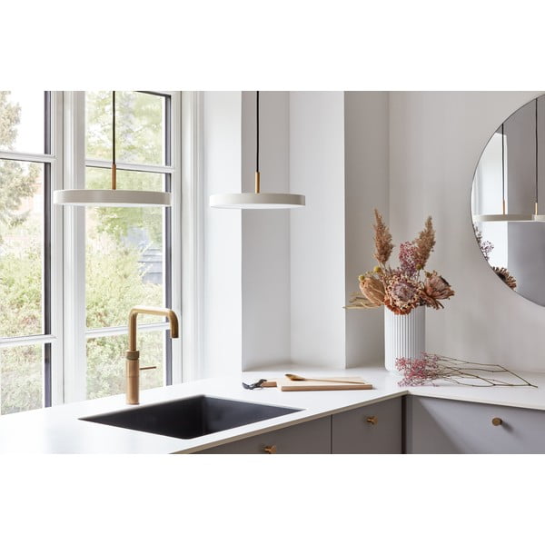 Krémovobiele LED závesné svietidlo so stmievačom s kovovým tienidlom ø 31 cm Asteria Plus Mini – UMAGE-image-1