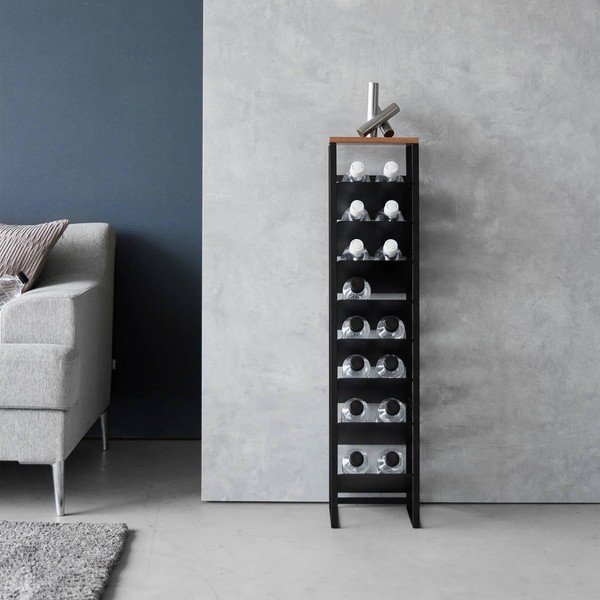 Čierny kovový regál na víno počet fliaš 16 20x88,5x19 cm Tower – YAMAZAKI-image-1