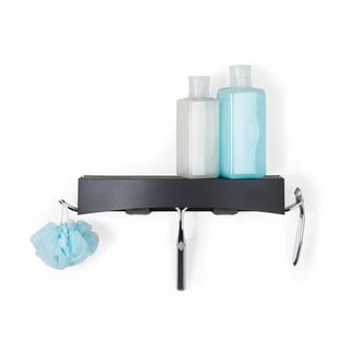 Čierna nástenná samodržiaca polička Compactor Clever Flip Shower Shelf