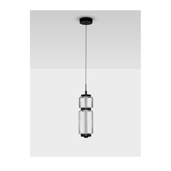Matne čierne sklenené LED závesné svietidlo ø 12 cm Liesa – Nova Luce-image-4