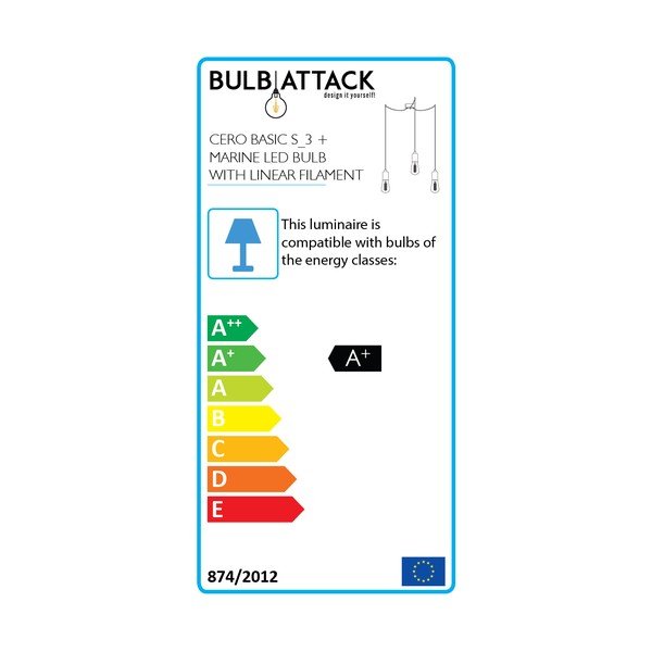 Čierne závesné svietidlo s 3 žiarovkami Bulb Attack Cero Basic Marine-image-4
