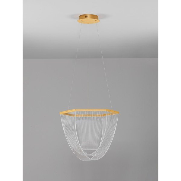Hliníkové LED závesné svietidlo so stmievačom v zlatej farbe s tienidlom z akrylového skla ø 52 cm Valentin – Nova Luce-image-4