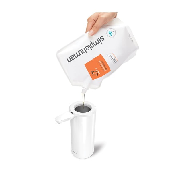 Biely bezdotykový kovový dávkovač mydla 414 ml – simplehuman-image-2