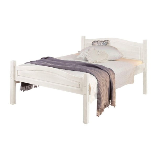 Biela posteľ z masívneho borovicového dreva Støraa Barney, 160 × 200 cm