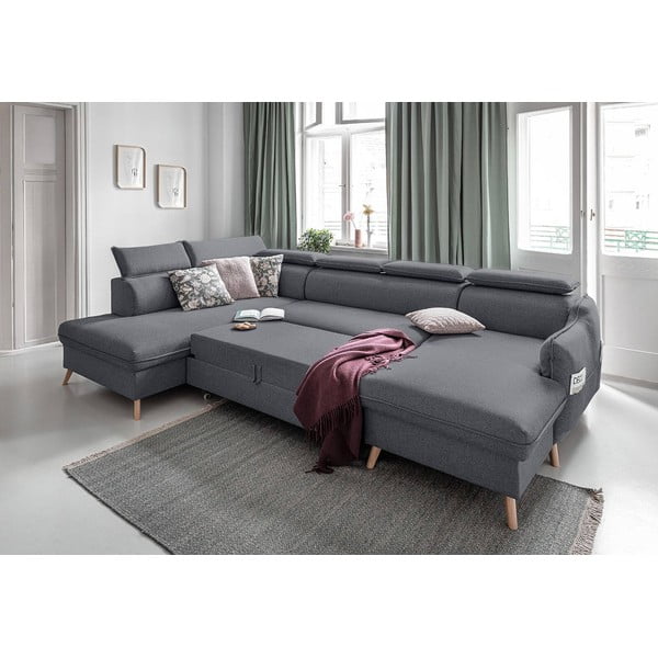 Tmavosivá rozkladacia rohová pohovka (ľavý roh) Sweet Harmony – Miuform-image-4