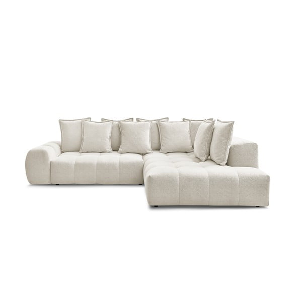 Biela ženilková rozkladacia/s úložným priestorom rohová pohovka (pravý roh/do L) Everest – Bobochic Paris