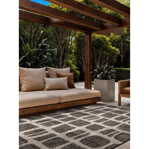 Čierny/krémovobiely vnútorný a vonkajší koberec 160x230 cm Haringey Ruskin – Ted Baker-image-1