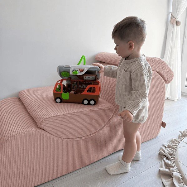 Krémovobiele menčestrové detské kresielko Wave – Meowbaby-image-1