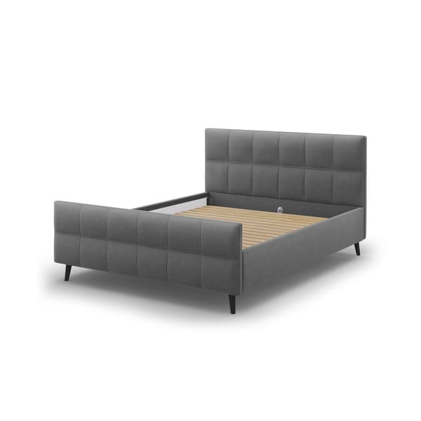 Tmavosivá čalúnená dvojlôžková posteľ s roštom 140x200 cm Gigi - Micadoni Home