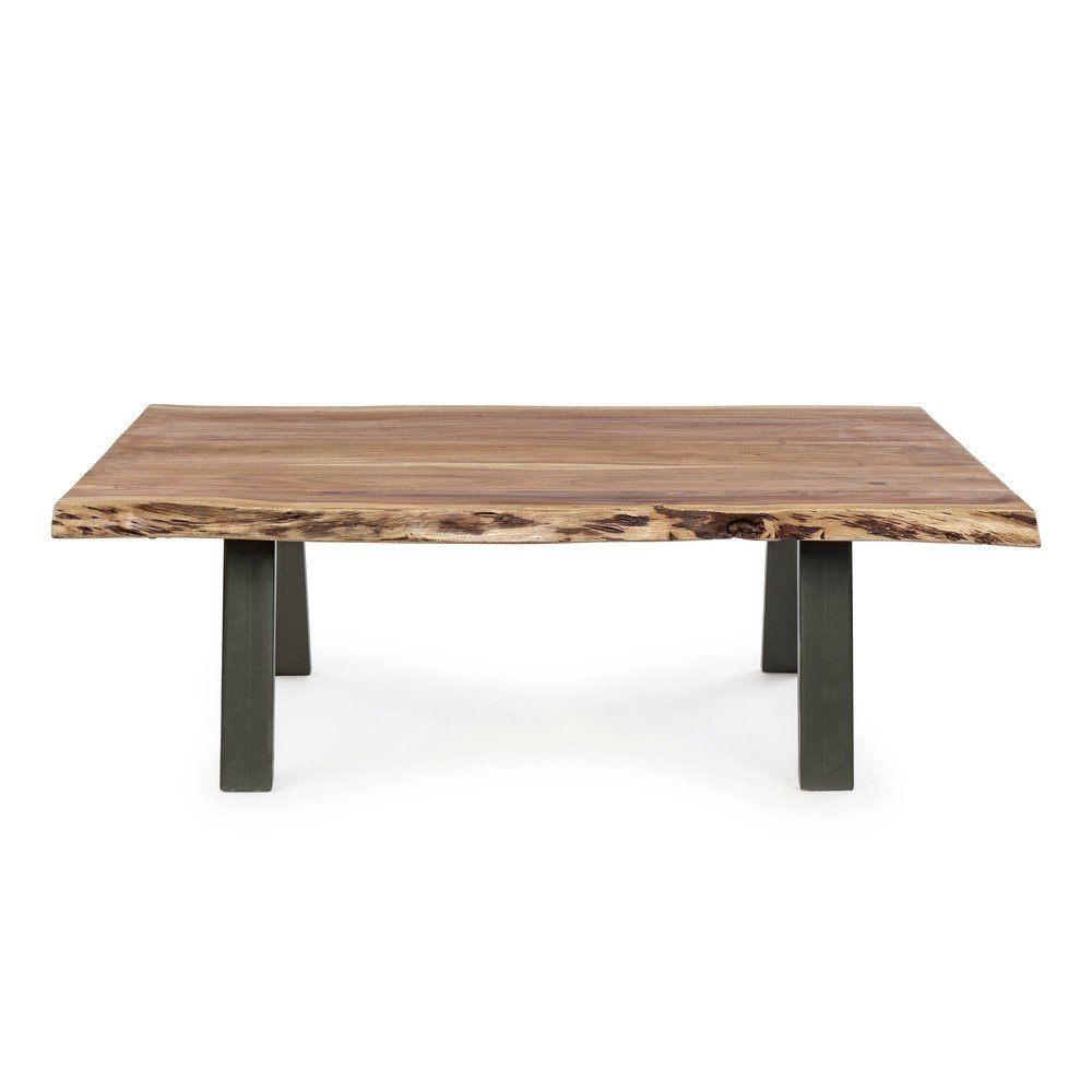 E-shop Čierny/v prírodnej farbe konferenčný stolík s doskou z akácie 65x115 cm Aron – Bizzotto