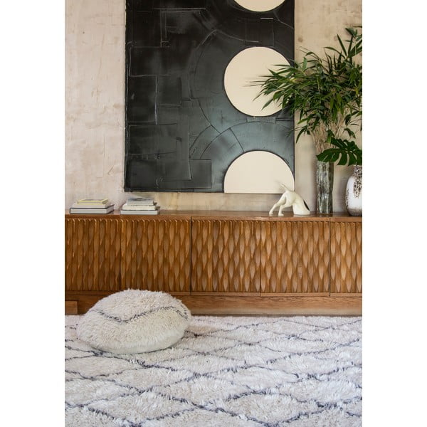 Biely vlnený taburet Berber Soul – Lorena Canals-image-1