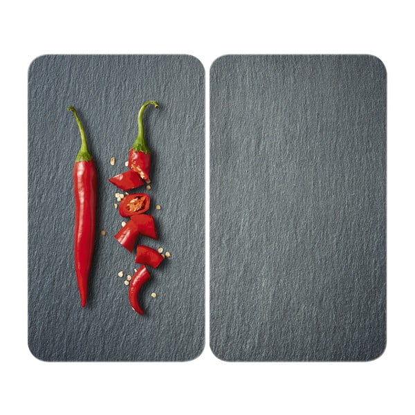 Súprava 2 sklenených krytov na sporák Wenko Cayenne, 52 x 30 cm