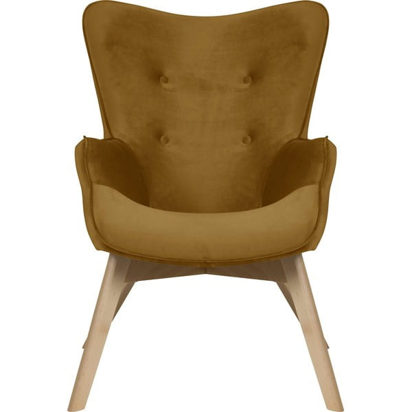 Zamatové kreslo v horčicovej farbe Niko – Ropez-image-2