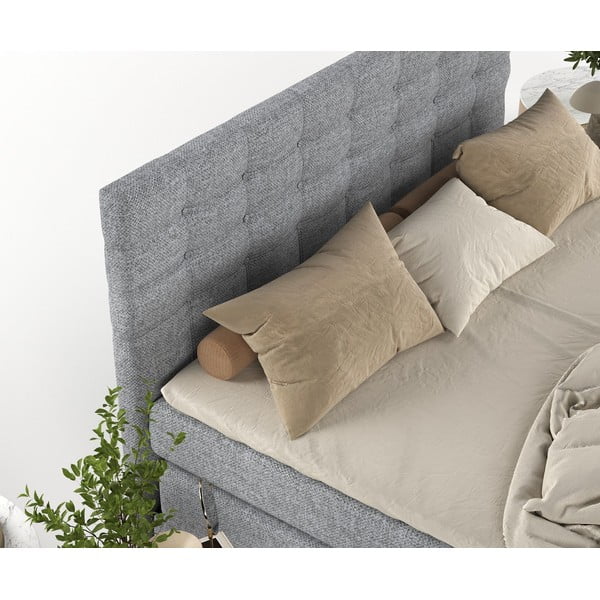 Sivá boxspring posteľ s úložným priestorom 200x200 cm Blend – Maison de Rêve-image-1