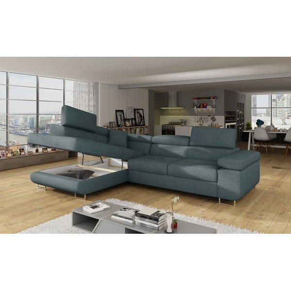 Modrá rozkladacia/s úložným priestorom rohová pohovka (ľavý roh/do L) Anton – ELTAP-image-4