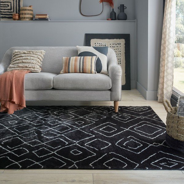 Čierny umývateľný koberec 160x230 cm Imran – Flair Rugs-image-1