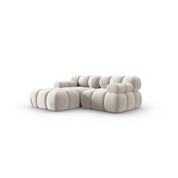 Béžová zamatová modulárna rohová pohovka (ľavý roh) Bellis – Micadoni -image-3