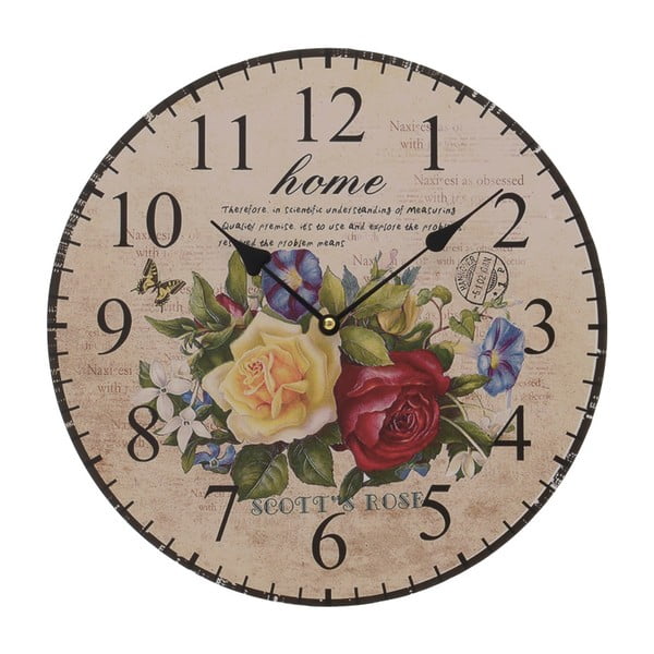 Nástenné hodiny InArt Rosas, ⌀ 34 cm