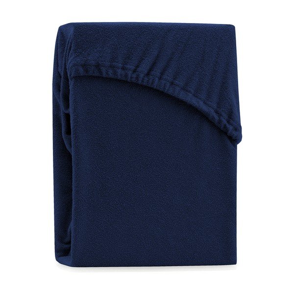 Tmavomodrá napínacia froté plachta 140x200 cm Ruby – Restilo-image-2