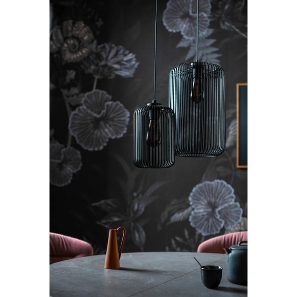 Čierne závesné svietidlo s kovovým tienidlom ø 25 cm Cage – Fischer & Honsel-image-1
