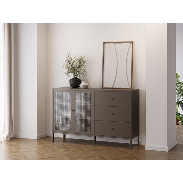 Sivá kovová vitrína 140x90x40 cm Layna – Marckeric-image-1