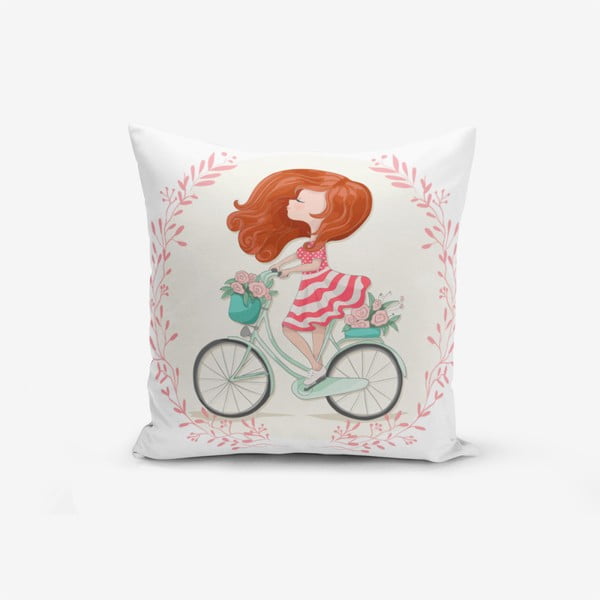 Obliečka na vankúš s prímesou bavlny Minimalist Cushion Covers Bike Girl, 45 × 45 cm