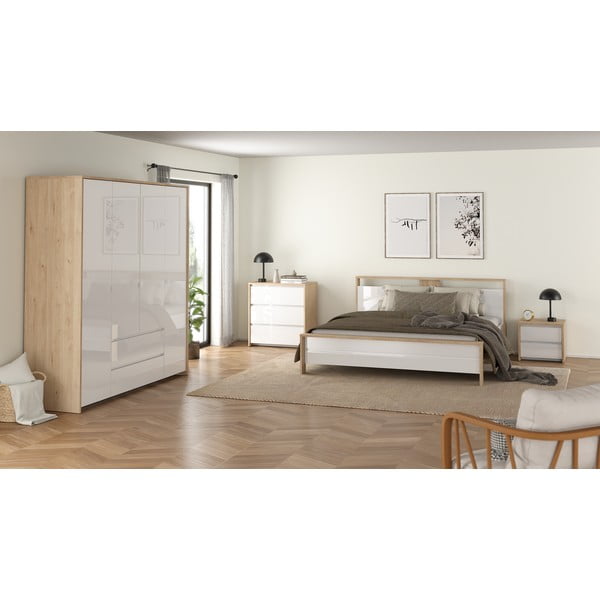 Biely/v prírodnej farbe nočný stolík Next – Tvilum-image-2