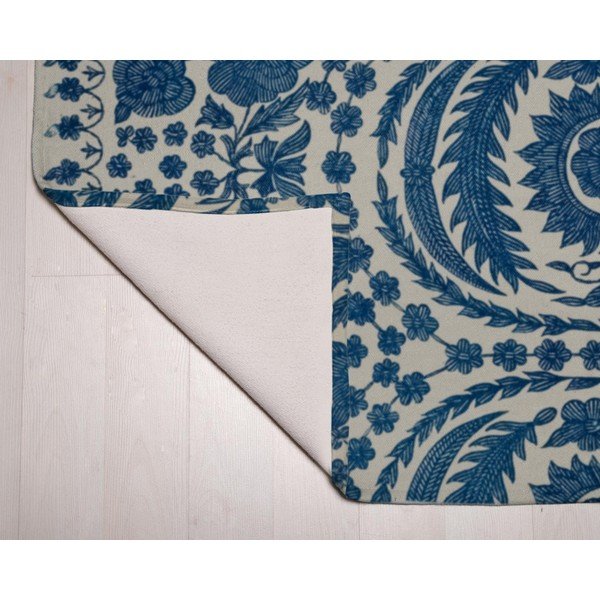Modrý behúň s prímesou bavlny Velvet Atelier Blue Flowers, 55 x 135 cm-image-2
