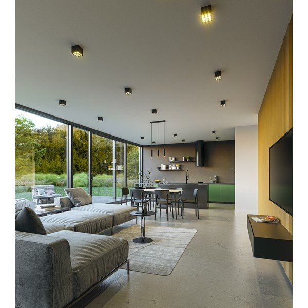 Čierne závesné svietidlo s kovovým tienidlom Tresos II – GTV-image-2