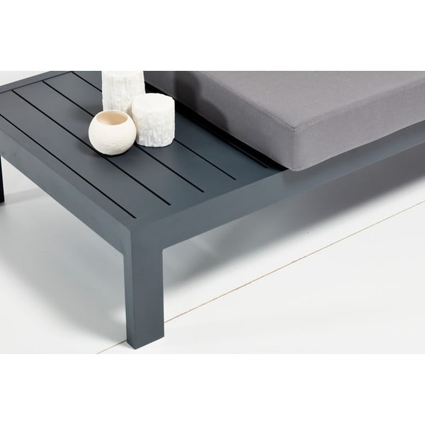 Čierno-sivá hliníková záhradná lounge súprava pre 3 Verona – Floriane Garden-image-2