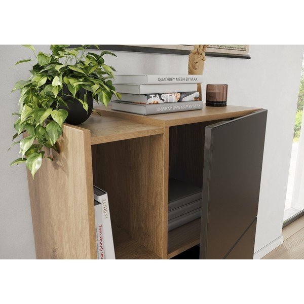 Tmavosivá knižnica v dekore duba 62x112 cm Olvera - Germania-image-3