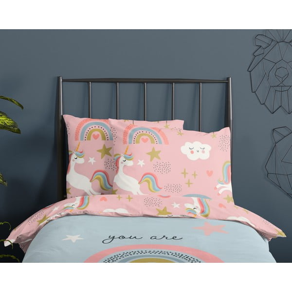 Modré/ružové bavlnené detské obliečky na jednolôžko 140x200 cm Suus – Good Morning-image-2