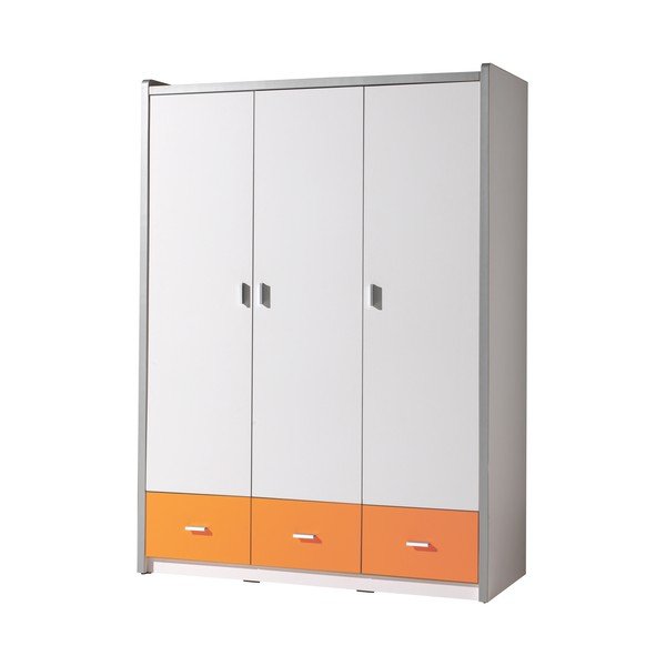 Bielo-oranžová šatníková skriňa Vipack Bonny, 202 × 60 × 140,5 cm
