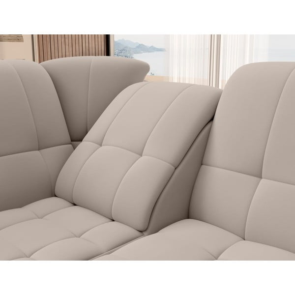 Béžová zamatová rozkladacia/s úložným priestorom rohová pohovka (ľavý roh/do L) Sado – ELTAP-image-1