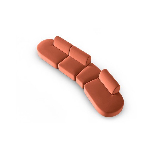 Ružová zamatová pohovka pravý roh 428 cm Paolo – Milo Casa-image-1