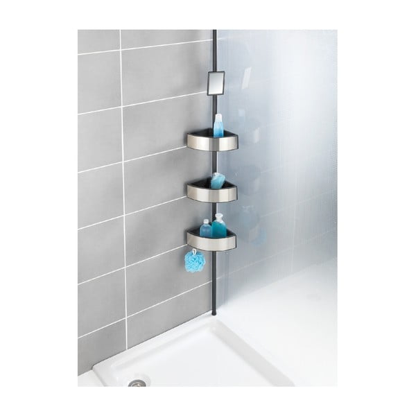 Teleskopická rohová polica do sprchy Wenko Prea Silver/Black, 27 × 20 cm-image-4