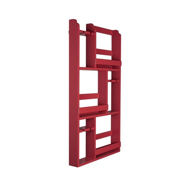 Červený nástenný regál na víno z kaučukového dreva počet fliaš 12 80x120x10 cm Myron – Dutchbone-image-2