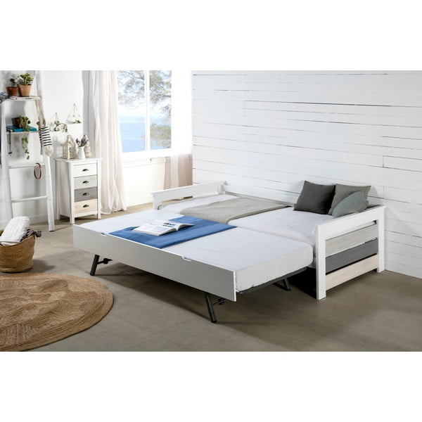 Vysoká bielo-sivá komoda so 4 zásuvkami Marckeric Romantica, 46 × 80 cm-image-1