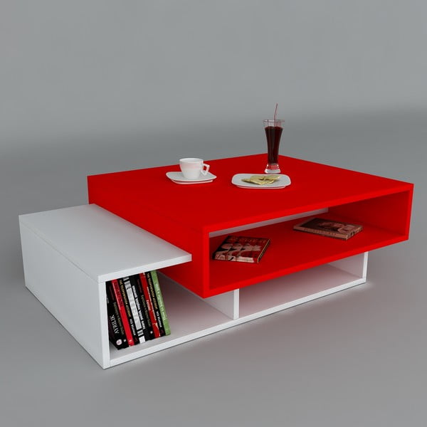 Konferenčný stolík Tab White/Red, 60x105x32 cm