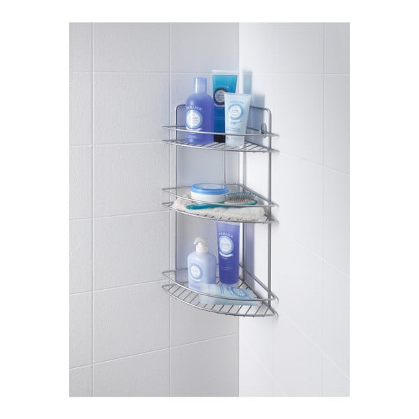 Nástenná rohová kúpeľňová polička s troma poschodiami Metaltex Ref-image-1