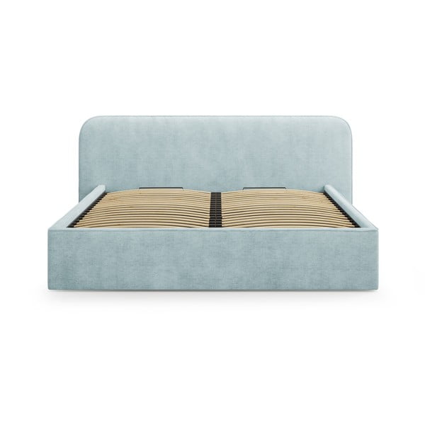 Čalúnená dvojlôžková posteľ s úložným priestorom s roštom 160x200 cm v mentolovej farbe Elizabeth – Micadoni-image-4