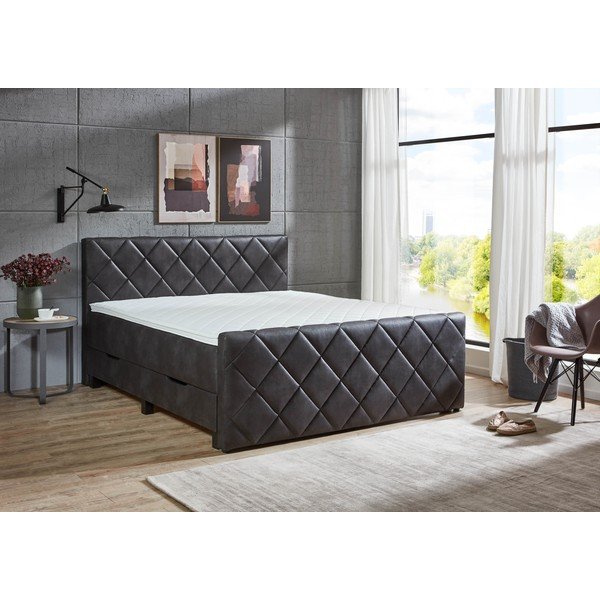 Čierna boxspring posteľ s úložným priestorom 180x200 cm Chester – Rojaplast-image-3