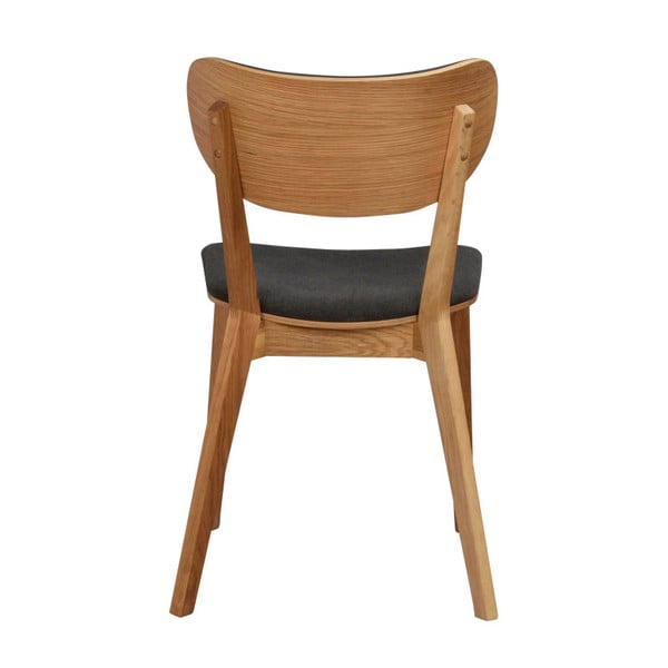 Hnedá dubová jedálenská stolička s tmavosivým sedadlom Rowico Cato-image-2