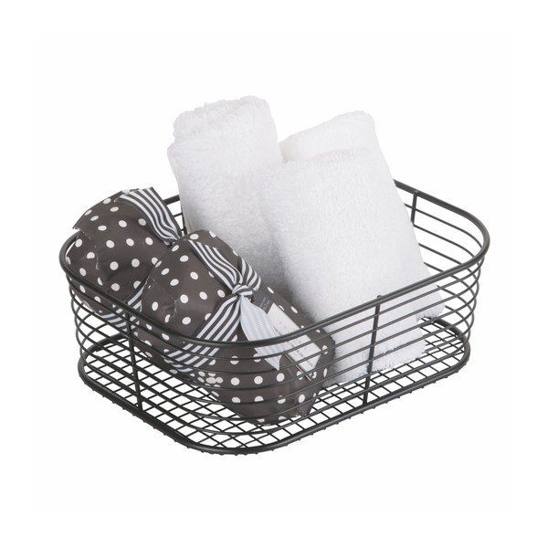 Čierny úložný košík iDesign Vienna, 23,8 × 18,4 cm-image-3
