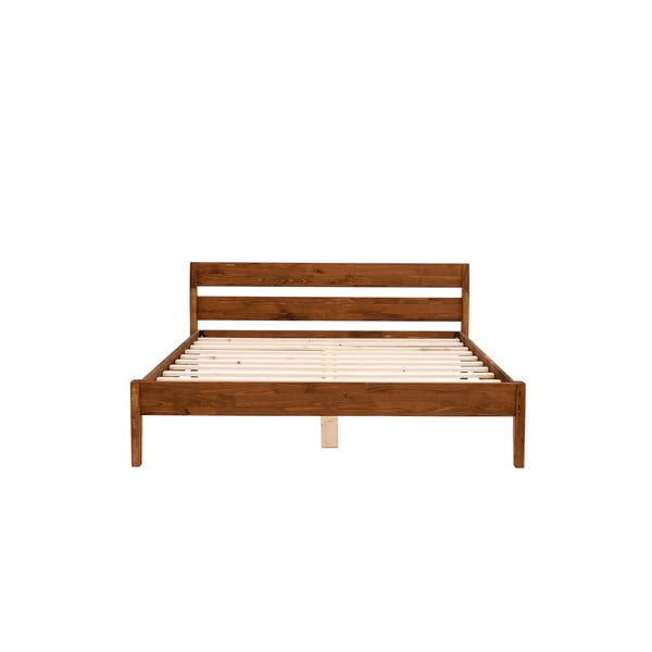 Dvojlôžková posteľ zo smrekového dreva s roštom v tmavohnedo-prírodnej farbe 160x200 cm Venus – Kalune Design-image-4
