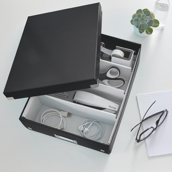 Čierny kartónový úložný box s vekom 28x37x10 cm Click&Store – Leitz-image-1