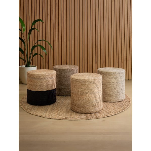 Čierny/v prírodnej farbe taburet Juta Gold Black – Hanse Home-image-3