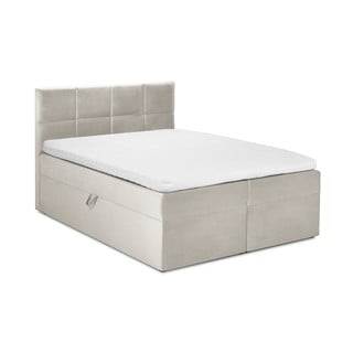 Béžová zamatová dvojlôžková posteľ Mazzini Beds Mimicry, 200 x 200 cm